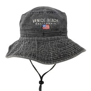 Venice Beach California Boonie Hat Gray OS Adjustable Embroidered Patriotic